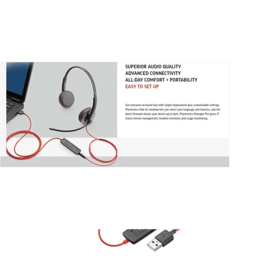 Plantronics Poly Blackwire C3220 Black Wired USB Headphone