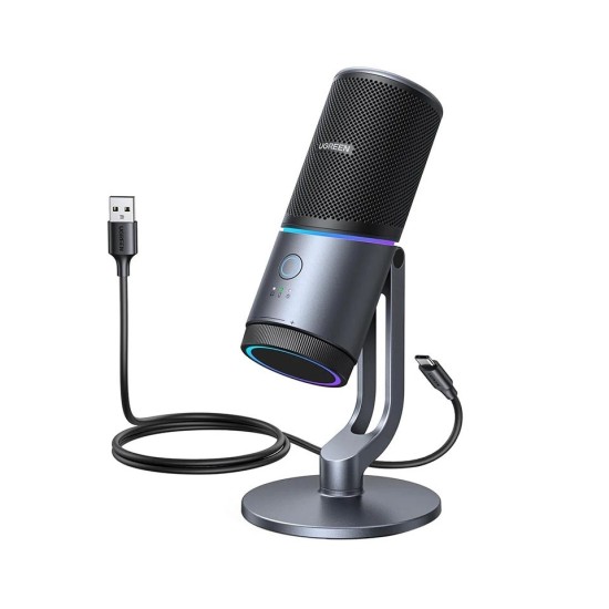 UGREEN - CM769 RGB Wired Grey Cardioid Condenser Desktop Gaming Microphone #35629